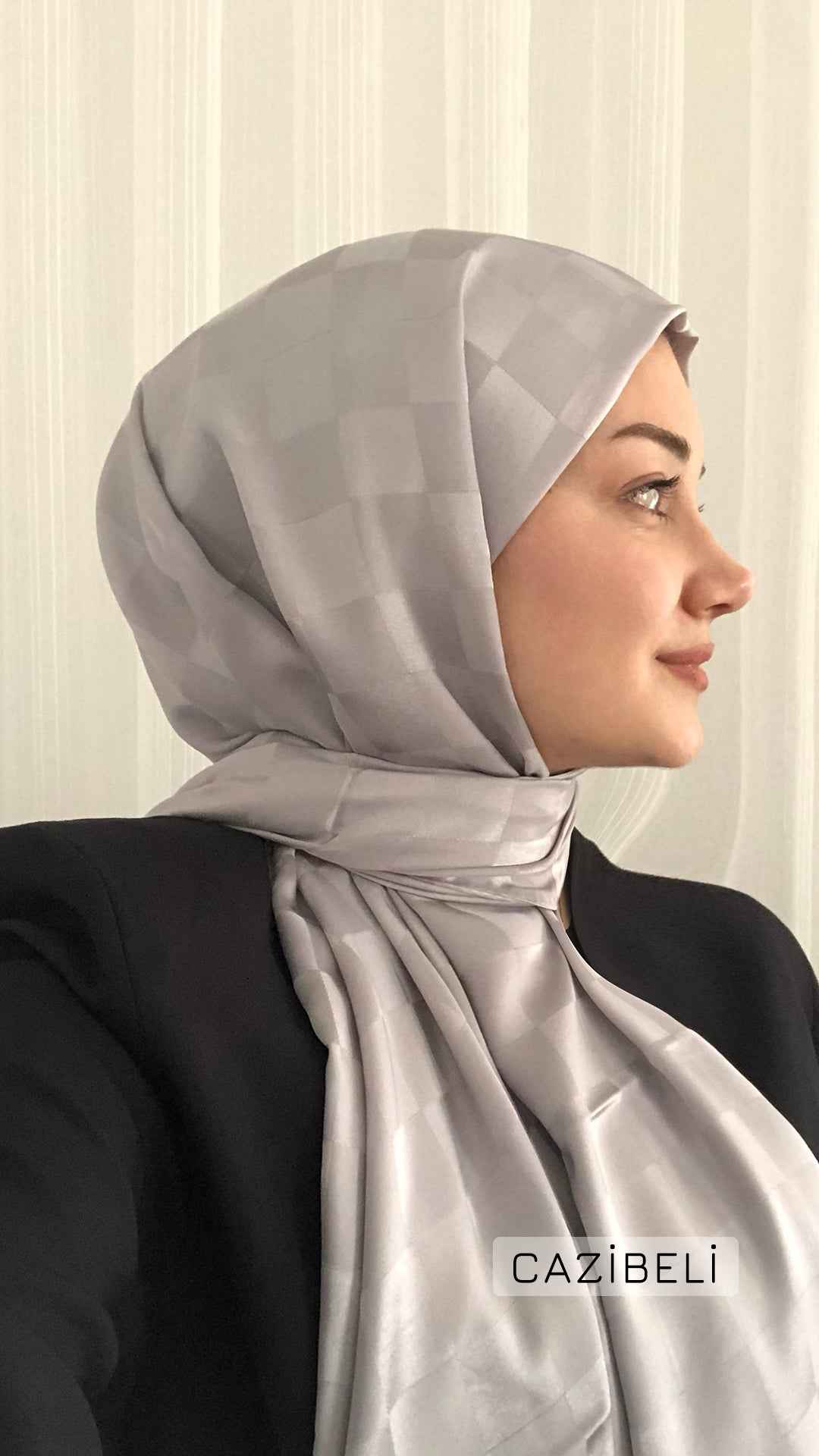 Dama Desen Gri Jakar Şal