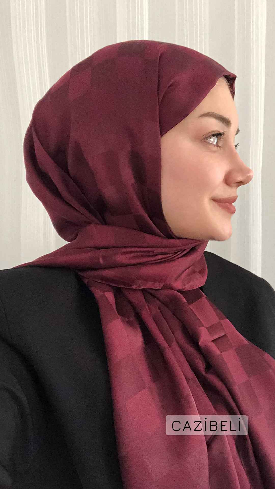Dama Desen Bordo Jakar Şal